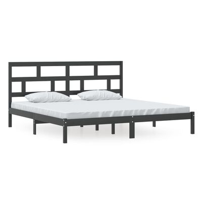 vidaXL Bed Frame without Mattress Black Solid Wood Pine 200x200 cm (810041+814218)