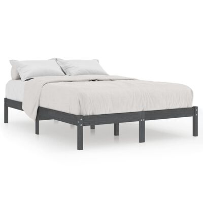 vidaXL Bed Frame without Mattress Grey Solid Wood King Size