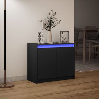 vidaXL Sideboard with LED Black 72x34x61 cm Engineered Wood