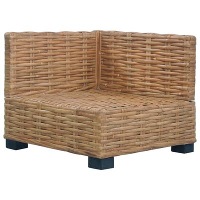 vidaXL Corner Sofa with Cushions Natural Rattan