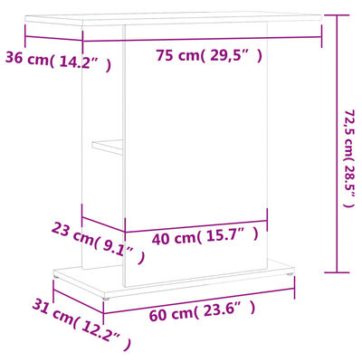 vidaXL Aquarium Stand Concrete Grey 75x36x72.5 cm Engineered Wood