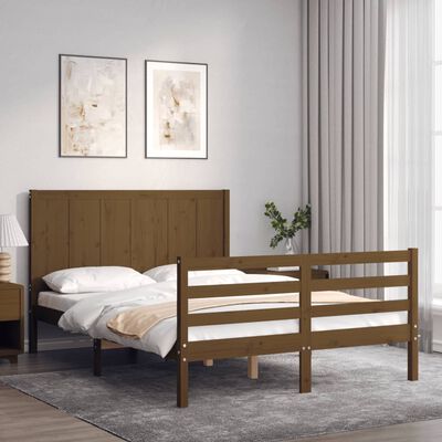 vidaXL Bed Frame without Mattress Honey Brown Small Double Solid Wood