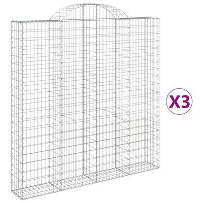 vidaXL Arched Gabion Baskets 3 pcs 200x30x200/220 cm Galvanised Iron