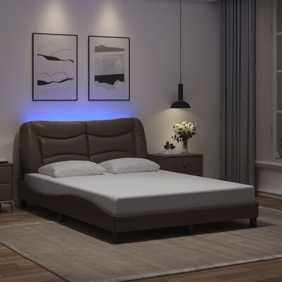 vidaXL Bed Frame with LED without Mattress Brown 120x200 cm