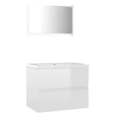 vidaXL Bathroom Furniture Set High Gloss White Engineered Wood