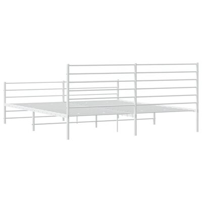 vidaXL Metal Bed Frame without Mattress with Footboard White 183x213 cm