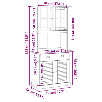 vidaXL Highboard VIGO White 78x40x175 cm Solid Wood Pine