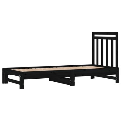 vidaXL Pull-out Day Bed without Mattress Black 2x(90x200) cm