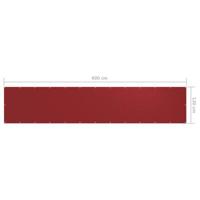 vidaXL Balcony Screen Red 120x600 cm Oxford Fabric