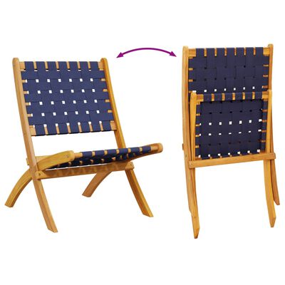 vidaXL Folding Garden Chairs 2 pcs Dark Blue Solid Wood Acacia and Fabric