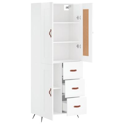 vidaXL Highboard High Gloss White 69.5x34x180 cm Engineered Wood