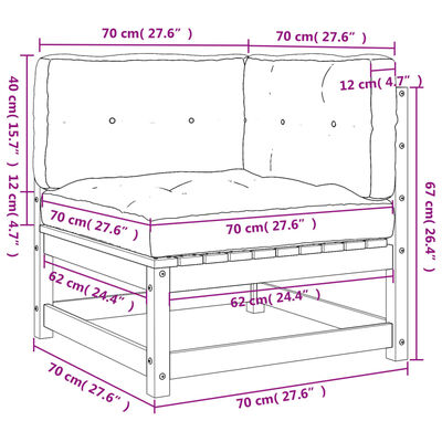 vidaXL Garden Sofas Corner with Cushions 2 pcs Impregnated Wood Pine