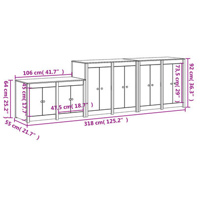 vidaXL Outdoor Kitchen Cabinets 3 pcs Solid Wood Douglas