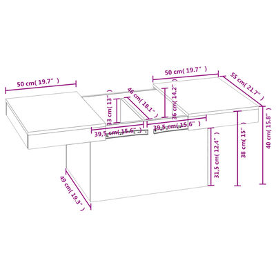 vidaXL Coffee Table Grey Sonoma 100x55x40 cm Engineered Wood