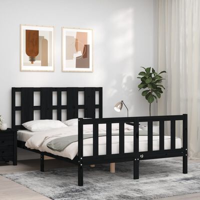 vidaXL Bed Frame without Mattress Black 140x200 cm Solid Wood Pine