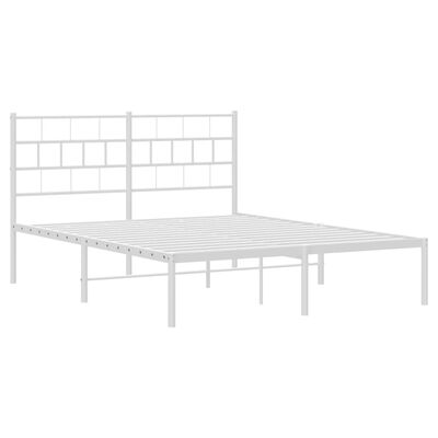 vidaXL Metal Bed Frame without Mattress with Headboard White 140x200 cm