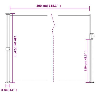 vidaXL Retractable Side Awning Brown 180x300 cm