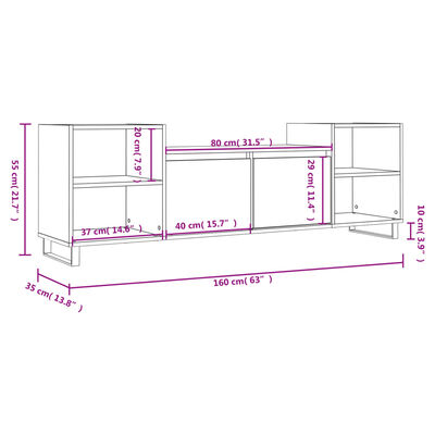 vidaXL TV Cabinet Sonoma Oak 160x35x55 cm Engineered Wood