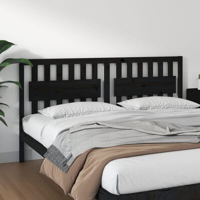 vidaXL Bed Headboard Black 185.5x4x100 cm Solid Wood Pine