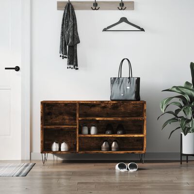 vidaXL Shoe Cabinet Smoked Oak 102x36x60 cm Engineered Wood