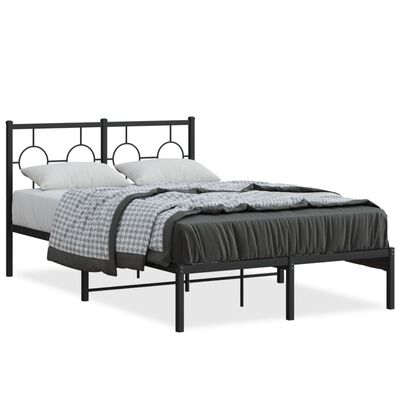 vidaXL Metal Bed Frame without Mattress with Headboard Black 120x200 cm