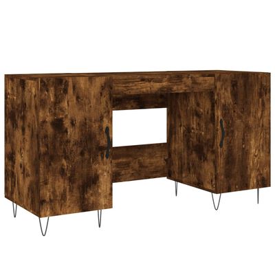 vidaXL Desk Smoked Oak 140x50x75 cm Engineered Wood