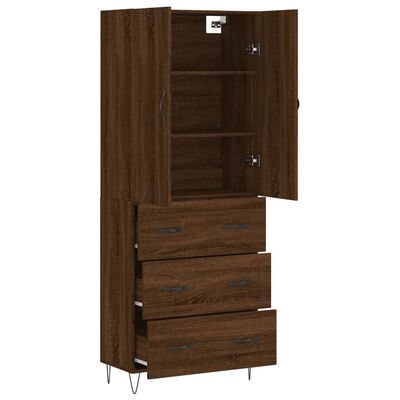 vidaXL Highboard Brown Oak 69.5x34x180 cm Engineered Wood