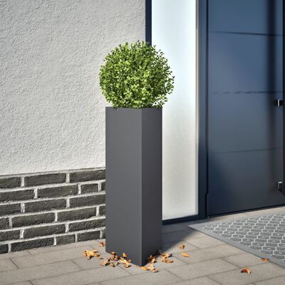 vidaXL Garden Planter Anthracite Triangular 30x26x75 cm Steel