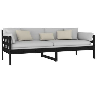 vidaXL Day Bed without Mattress Black Solid Wood Pine 80x200 cm