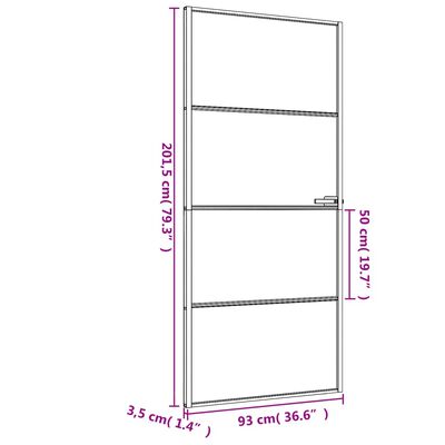 vidaXL Interior Door Slim Black 93x201.5 cm Tempered Glass and Aluminium