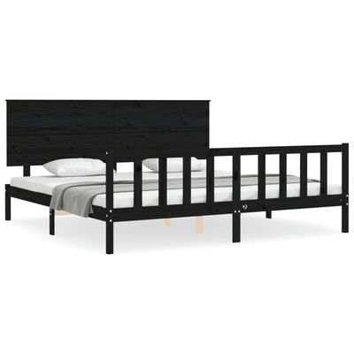 vidaXL Bed Frame without Mattress Black 200x200 cm Solid Wood Pine