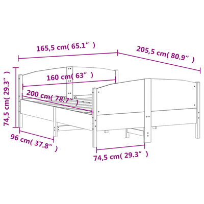 vidaXL Bed Frame without Mattress 160x200 cm Solid Wood Pine