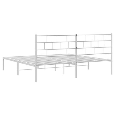 vidaXL Metal Bed Frame without Mattress with Headboard White 183x213 cm