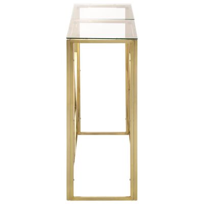 vidaXL Console Table Gold Stainless Steel and Tempered Glass