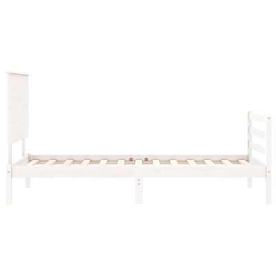 vidaXL Bed Frame without Mattress White Single Solid Wood