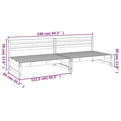 vidaXL Garden Middle Sofas 2 pcs White 120x80 cm Solid Wood Pine