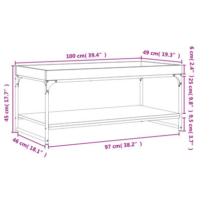 vidaXL Coffee Table Black 100x49x45 cm Engineered Wood