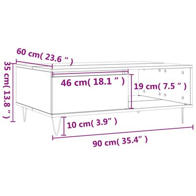 vidaXL Coffee Table High Gloss White 90x60x35 cm Engineered Wood