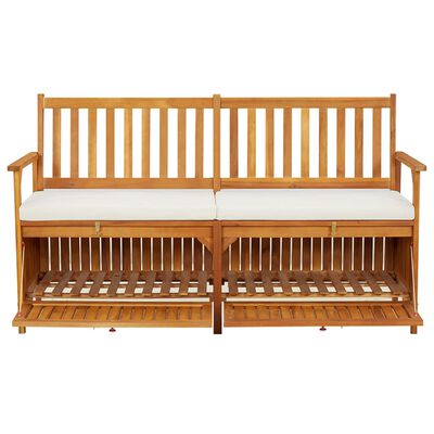 vidaXL Storage Bench with Cushion 148 cm Solid Wood Acacia