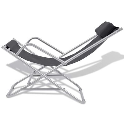 vidaXL Reclining Deck Chairs 2 pcs Steel Black