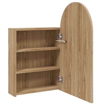 vidaXL Bathroom Mirror Cabinet with LED Light Arched Oak 42x13x70 cm