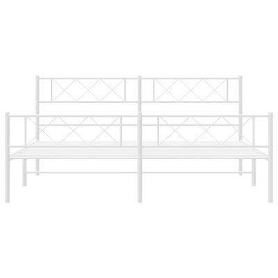 vidaXL Metal Bed Frame without Mattress with Footboard White 183x213 cm