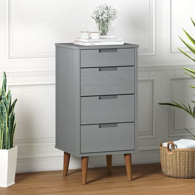 vidaXL Drawer Cabinet MOLDE Grey 40x35x82 cm Solid Wood Pine