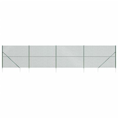 vidaXL Chain Link Fence with Spike Anchors Green 1.6x10 m