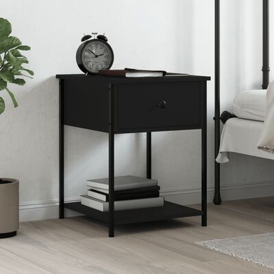 vidaXL Bedside Table Black 44x45x58 cm Engineered Wood