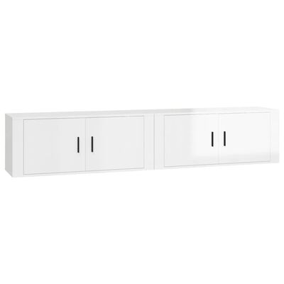 vidaXL Wall-mounted TV Cabinets 2 pcs High Gloss White 100x34.5x40 cm