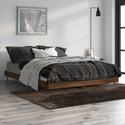 vidaXL Bed Frame without Mattress Brown Oak 135x190 cm Double Engineered Wood