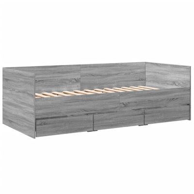 vidaXL Daybed with Drawers without Mattress Grey Sonoma 75x190 cm Small Single