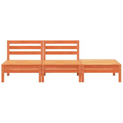 vidaXL Garden Sofa 3-Seater Wax Brown Solid Wood Pine