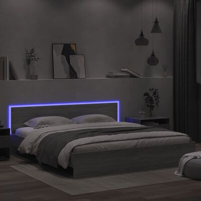 vidaXL Bed Frame with LED without Mattress Grey Sonoma 200x200 cm